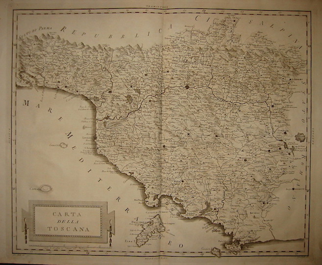 Zocchi Cosimo Carta della Toscana 1801 Firenze